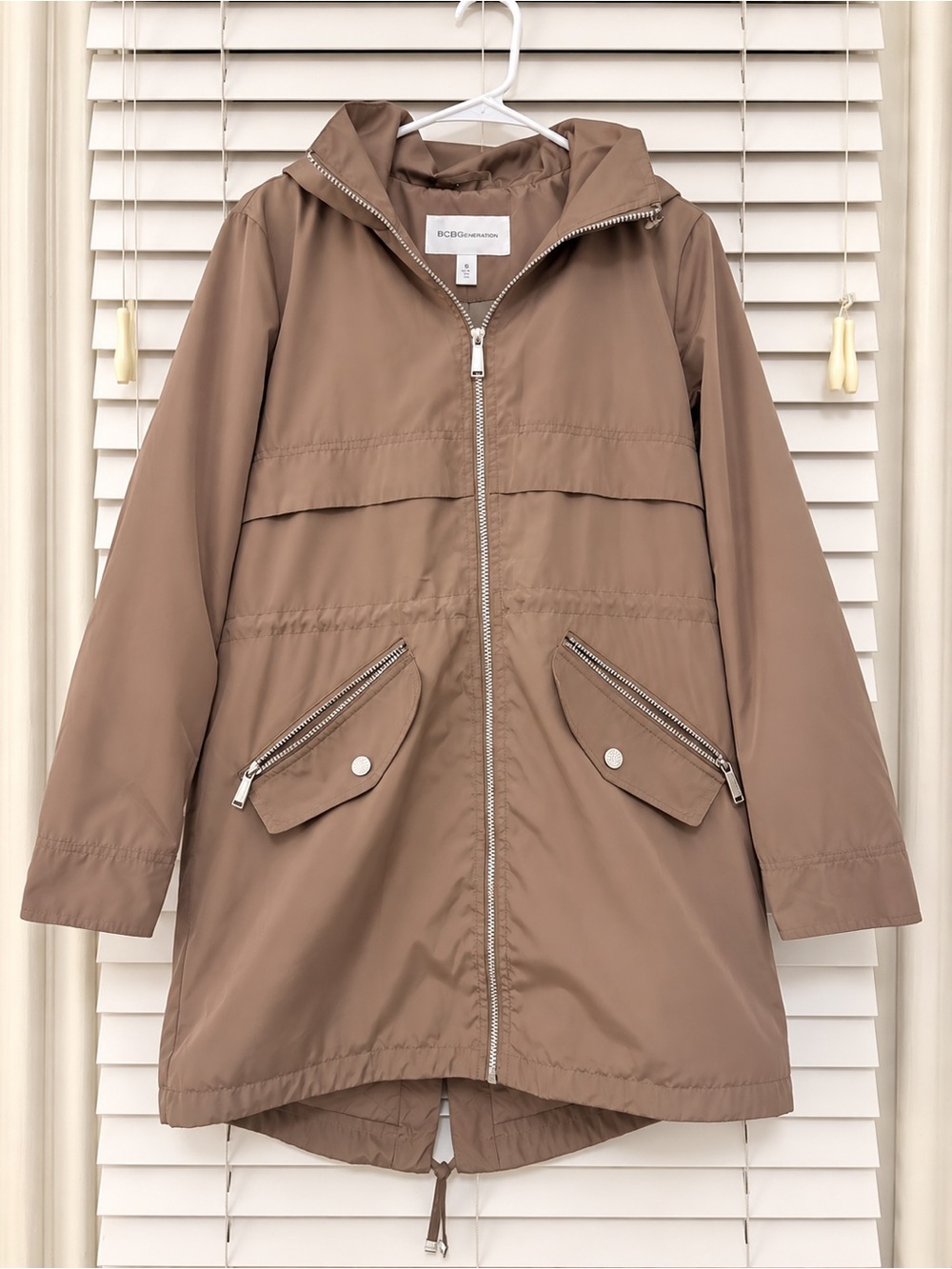 BCBGeneration Taupe Utility Hooded Anorak Jacket
